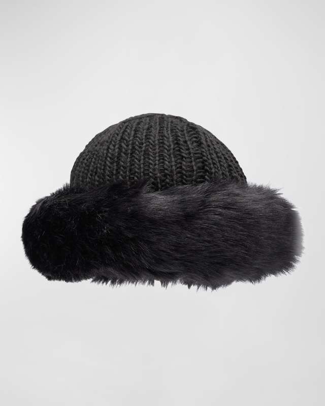 Kate Knit Beanie with Faux Fur Cuff
